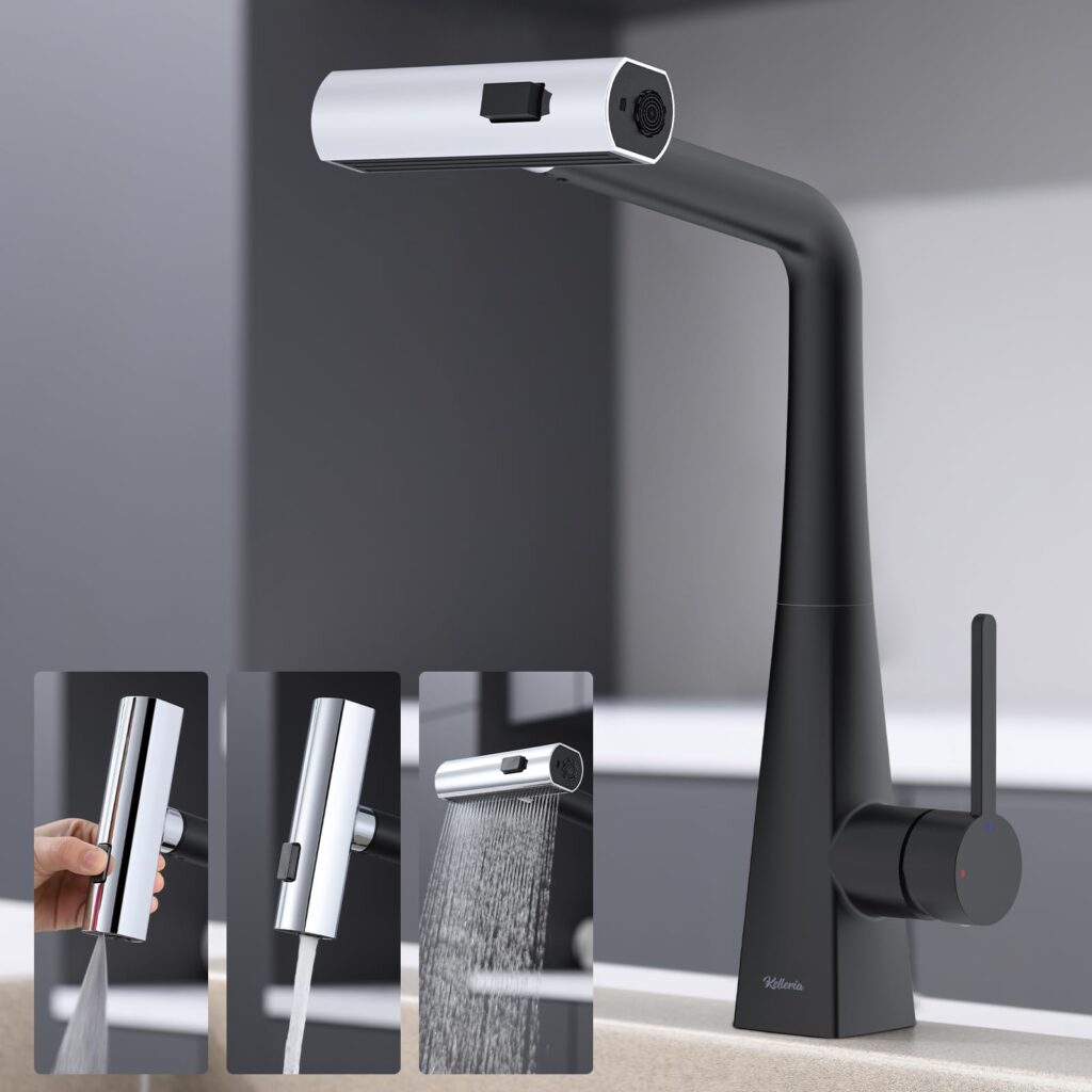 Kelleria Grifo de Cocina Negro Extensible: Elegancia y Funcionalidad Sin Igual